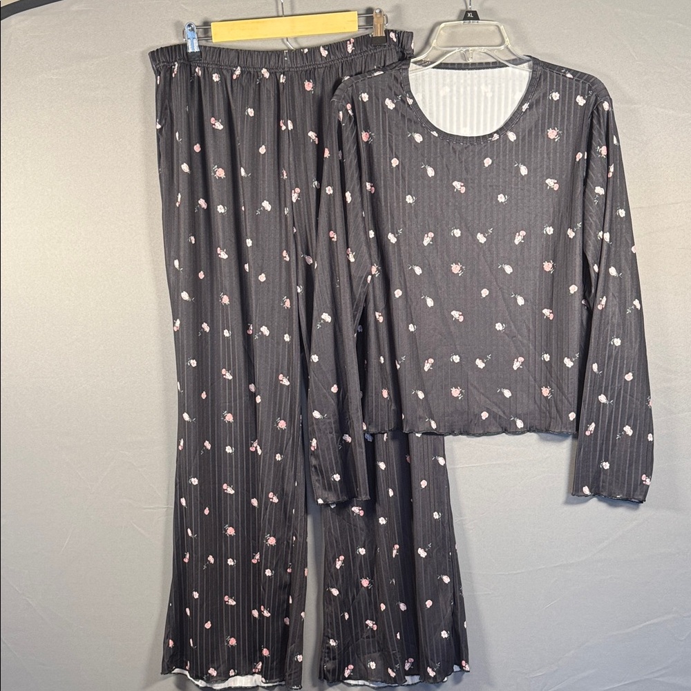 Floral Black Pajama Set